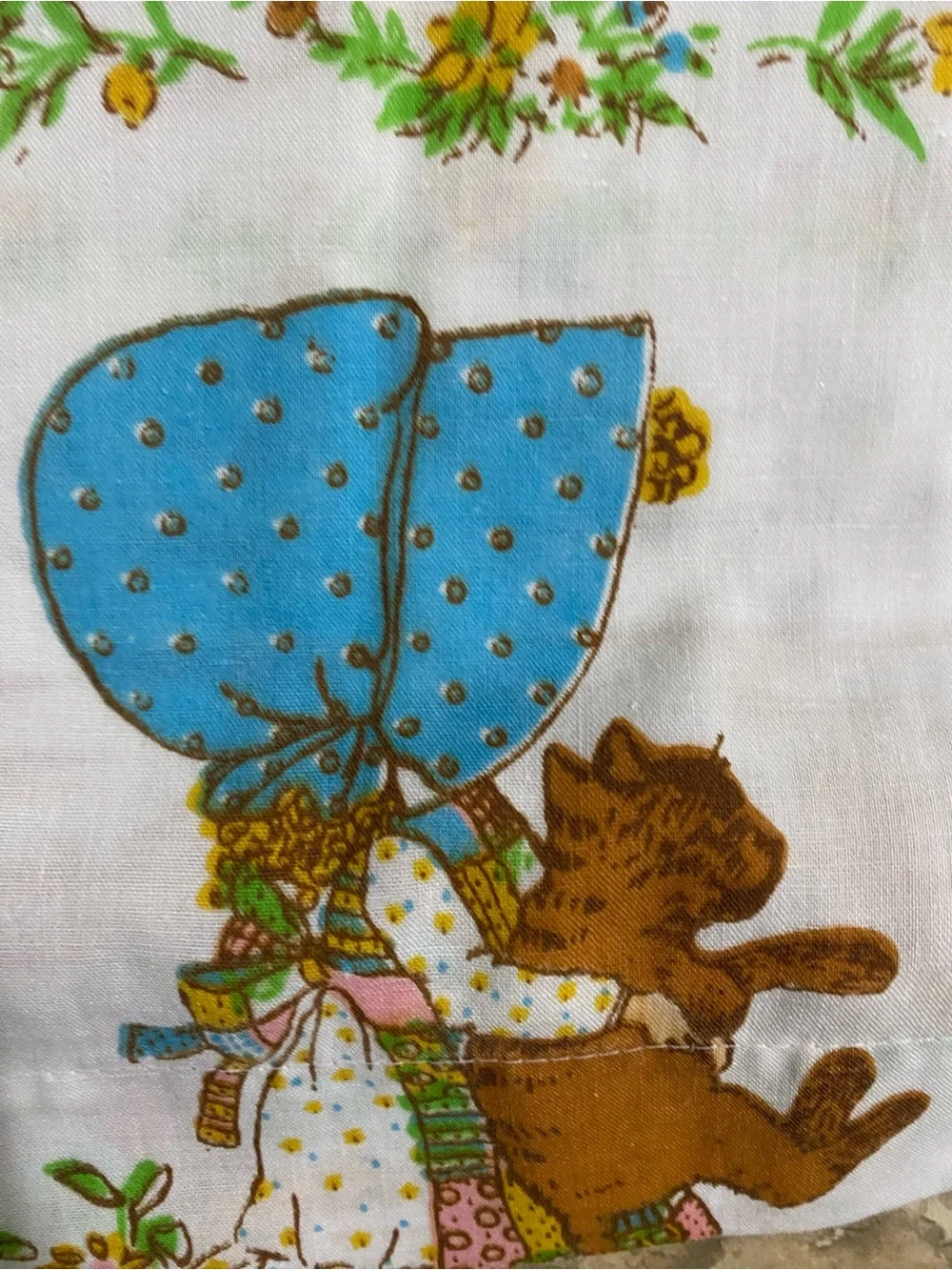 Vintage 1970 Holly Hobbie American Greetings Sunbonnet Girls Twin Flat Sheet